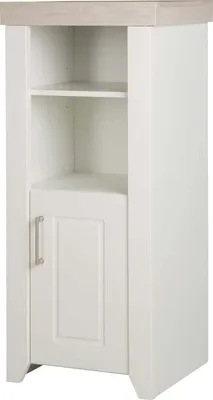 Immagine prodotto di Scaffale roba "Felicia" con corpo in bianco, frontali Canadian White, cornice in Luna Elm