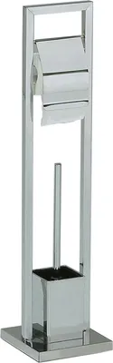 Produktbild von WC Garnitur TOMA Toilettenpapierhalter und Bürste freistehend, Klorollenhalter mit Toilettenbürste aus Metall verchromt