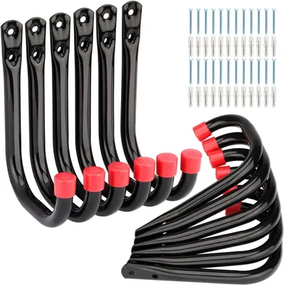 Produktbild von Wandhaken aus Metall, 12 Stück, 14 x 10,5 cm, bis 20 kg, für Garage und Werkstatt