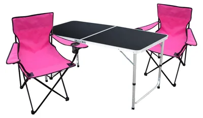 Image de set de meubles de camping 3 pièces noir - rose