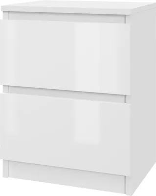 Produktbild von Nachttisch AVEN 40 cm - 2 Schubladen - Weiß lackiert - Schlafzimmer, Kinderzimmer - Beistelltische - Weiß lackiert