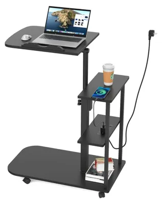Produktbild von Sofa Beistelltisch - Höhenverstellbarer C-förmiger Sofatisch - 360° drehbar - Laptoptisch Couchtisch - Holzgestell - Schwarz