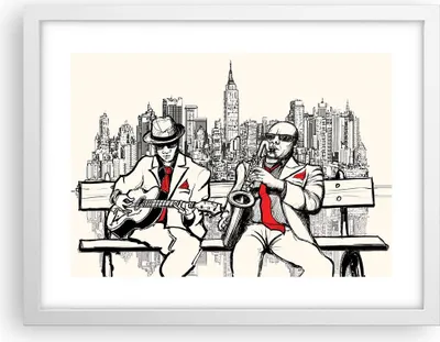 Produktbild von Gerahmtes Poster - Weißer Rahmen - Jazz Musik Musiker - 40x30 cm - Wand Bild - Wanddeko - Wandbilder - Kunstposter - Wandposter - Bilderrahmen - Bilder - Kunstdruck - Wandbild - P2WAA40x30-3599