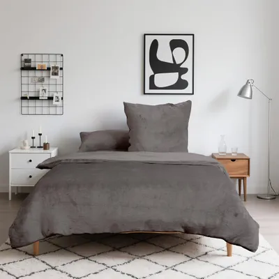 Produktbild von Luxus Flanell Bettwäsche Plüsch Warm Kuschelig Teddy Reißverschluss  135x200 155x220 200x200 200x220, Größe:200 x 200 cm, Farbe:Silber