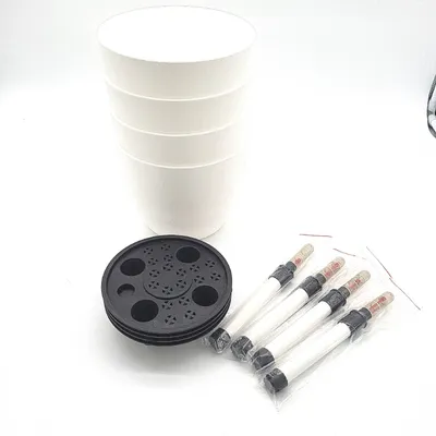 Zdjęcie produktu dla T4U Doniczka z automatycznym nawadnianiem 15 cm z wskaźnikiem poziomu wody, biała, zestaw 4 sztuk (15,21)