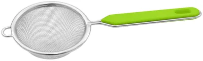Produktbild von Fackelmann Sieb Ø 7 cm, Küchensieb aus Edelstahl, feinmaschiger Seiher mit Griffeinlage aus Kunststoff (Farbe: Grün/Silber)