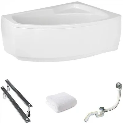 Obrázok produktu pre Aqua For You | Vaňa Polimat – 140 x 80 cm – s bielym obložením – antibakteriálna povrchová úprava – rohová vaňa – akryl – pravostranná