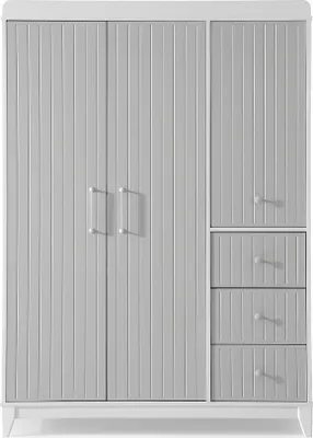 Produktbild von Moderne Kinderzimmer Kleiderschrank in Grau mit viel Stauraum