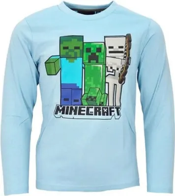 Produktbild von Minecraft Creeper Gamer Kinder Jungen langarm Shirt – Blau / 116