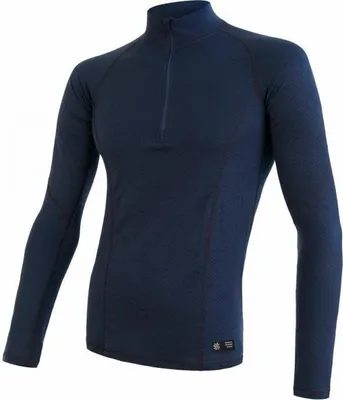 Obrázok produktu pre Tričko Sensor Merino Double Face pánske dlhé so stojáčikom na zips modré veľkosť 2XL 19200031-04