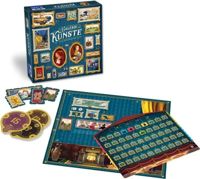 Produktbild von HUCH! | Galerie der Künste | Besonderes Familienspiel | 116 einzigartige Gemälde | Taktisches Legespiel mit Bietmechanismus | wunderschönes Design und Spielmaterial | Für 2-4 Spieler ab 10 Jahren