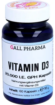 Obrázek produktu pro Vitamin D3 20,000 I.U. Gph Capsules 60 kapslí