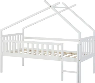 Produktbild von Hausbett 'Sotkamo' 90x200cm mit Rausfallschutz Kiefernholz Weiß