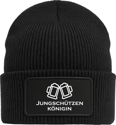 Produktbild von Huuraa Beanie Jungschützenkönigin Schützenfest Black doppellagige Polyacryl Mütze mit Patch Geschenkidee