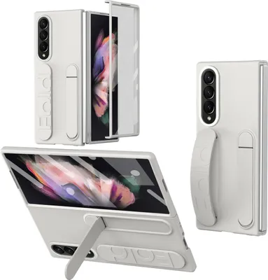 Produktbild von Hülle für Samsung Galaxy Z Fold 3 5G Vertikale Armbandtasche mit Eingebautem Displayschutz, Griffring, Ständer, Kameraschutz Handyhülle Blau