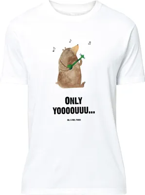 Produktbild von Mr. & Mrs. Panda Größe L T-Shirt Bär Gitarre - Weiß - Geschenk, Tshirt, Teddy, Shirt, mit Spruch