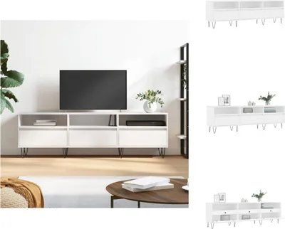 Zdjęcie produktu dla vidaXL Szafka pod TV biała 150x30x44,5 cm materiał drewnopochodny - Meble TV