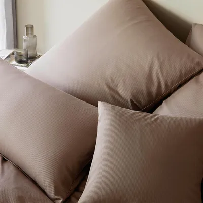 Produktbild von elegante Mako-Jersey Bettwäsche-Garnitur Cord Jersey Farbe Mocca Größe 155x220+80x80
