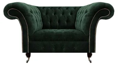 Produktbild von Modern Polstermöbel Chesterfield Sessel Grün Textil Couch  Wohnzimmer