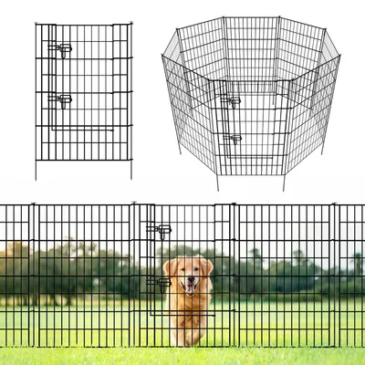 Gartenzaun 5 Paneele 3,5 m, 101 cm H x 71 cm B, Metall, schwarz