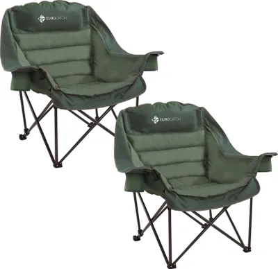 Produktbild von Eurocatch Comfy Club Chair XXL - 2-teiliges Set - Klappstuhl mit 2 Getränkehaltern - Campingstuhl - Campingstuhl - Dick gepolstert - inklusive Aufbewahrungstasche