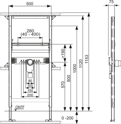 Zdjęcie produktu dla TECEprofil Universalmodul 1120mm f. WT m. UP-Geruchverschluss