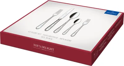 A box of cutlery set with the brand logo and product name visible.