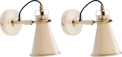 Produktbild von BELIANI Wandlampen 2er Set Beige aus Metall Verstellbare Schirme Industrie Stil Wohnzimmer Schlafzimmer Home Office