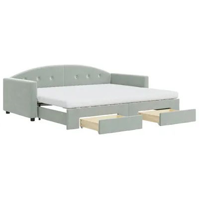 Zdjęcie produktu dla VidaXL 3197386, sofa rozkładana, Szary, Pianka, Metal, Poliester, Drewno, 2120 mm, 1000 mm
