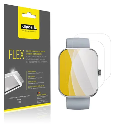 Produktbild von 2x Schutzfolie für uaue Y66 Folie, 100% Displayabdeckung, dipos Flex