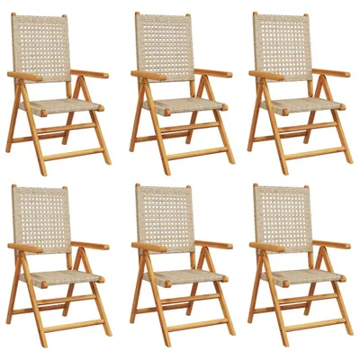 Image de vidaXL Chaise de jardin Réglable 6 pcs. Beige Poly Rotin Massif