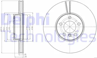 Produktbild von 2x DELPHI Bremsscheibe BG9061 für BMW X5 (E70) X5 (F15 F85) X6 (E71 E72) 62mm