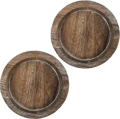 Produktbild von 2 runde Serviertabletts aus Holz für Tisch und Zuhause