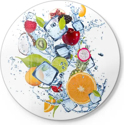 Zdjęcie produktu dla Deska do krojenia DEQORI szklana Ø30 cm "Fruity Refreshment" deska do krojenia duża