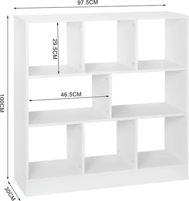 Immagine prodotto di Libreria a giorno - 8 scomparti - Bianco - Libreria - Legno - 97,5 x 30 x 100 cm