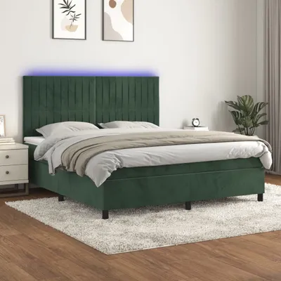 Image de Maison Exclusive - Sommier à lattes de lit matelas et LED Vert foncé 180x200 cm