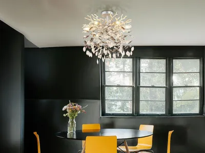 Produktbild von Ausgefallene LED Deckenleuchte Silber mit Kristall für Wohnzimmer & Flur Ø 50cm