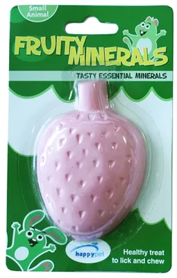 Produktbild von HappyPet Fruchtige Mineralien 60g - Erdbeer-Kalksteinblock happypet