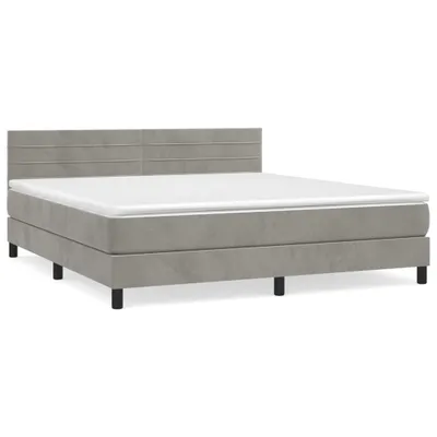 Produktbild von vidaXL Boxspringbett mit Matratze Hellgrau 160x200 cm Samt