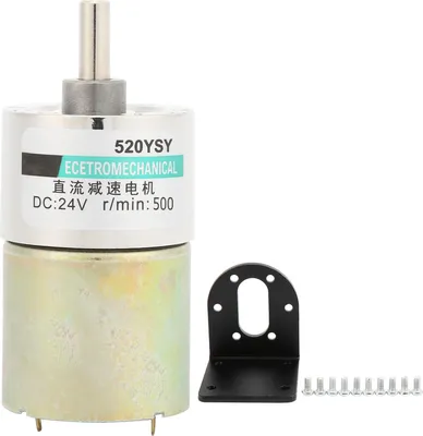 Obrázek produktu pro Stejnosměrný redukční motor s držákem, CW/CCW, nastavitelná nízká rychlost, 24 V, pro mikrostroje, 500 ot./min.