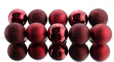 Zdjęcie produktu dla Odporne na stłuczenia bombki świąteczne Ox Blood ciemnoczerwone Ø 6 cm wykonane z tworzywa sztucznego - zestaw 10 sztuk