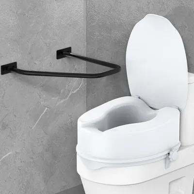 Immagine prodotto di AIORBER Robusto maniglione per bagno e toilette in metallo, antiscivolo, montaggio a parete o a pavimento, elevata capacità di carico, ergonomico - Nero