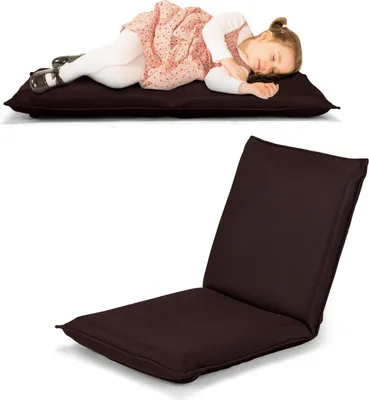 Produktbild von GOPLUS Klappbarer Bodenstuhl, Bodensessel mit 6-stufig Verstellbarer Rückenlehne, Bodensofa mit Abnehmbarem Bezug, Gepolstert, zur Meditation, beim Lesen TV-Schauen Gaming (Kaffeebraun)