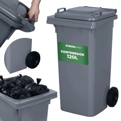 Imagen del producto de Contenedor de basura ICS GB2, 120 litros, gris