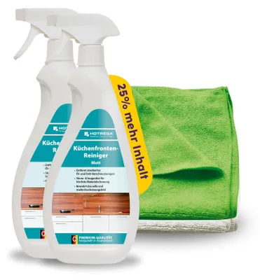 Produktbild von HOTREGA Küchenfronten-Reiniger matt 750 ml Spray | gebrauchsfertiger Oberflächenreiniger gegen Fett & Öl | säure- und laugenfrei | materialschonend