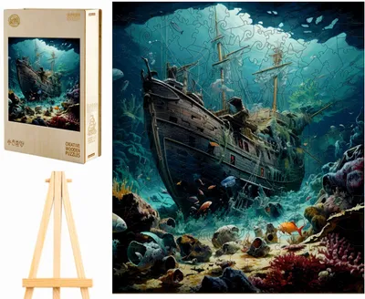 Produktbild von Pasjo24 Holzpuzzle Groß 300 Teile Schiffswrack Holzbox