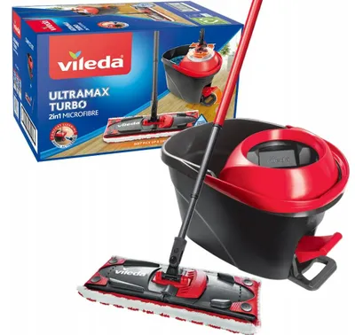 Produktbild von Vileda TURBO Wischmopp mit Rotationssystem, Mikrofaser, streifenfrei