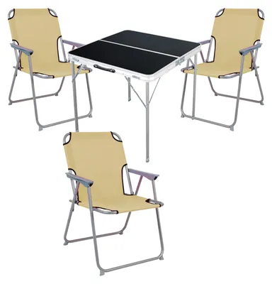 Produktbild von 4-teiliges Campingmöbel Set Alu L80xB80xH70cm Beige