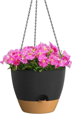 Produktbild von Hängende Pflanztöpfe 30cm dunkelgrau selbstgießend