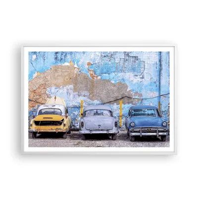 Produktbild von Gerahmtes Poster - Weißer Rahmen - Havanna Oldtimer Autos - 100x70 cm - Wand Bild - Wanddeko - Wandbilder - Kunstposter - Wandposter - Bilderrahmen - Bilder - Kunstdruck - P2WAA100x70-4376
